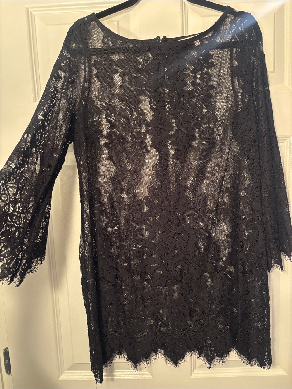 RACHEL Rachel Roy Black Sheer Lace Tunic w/ black tank